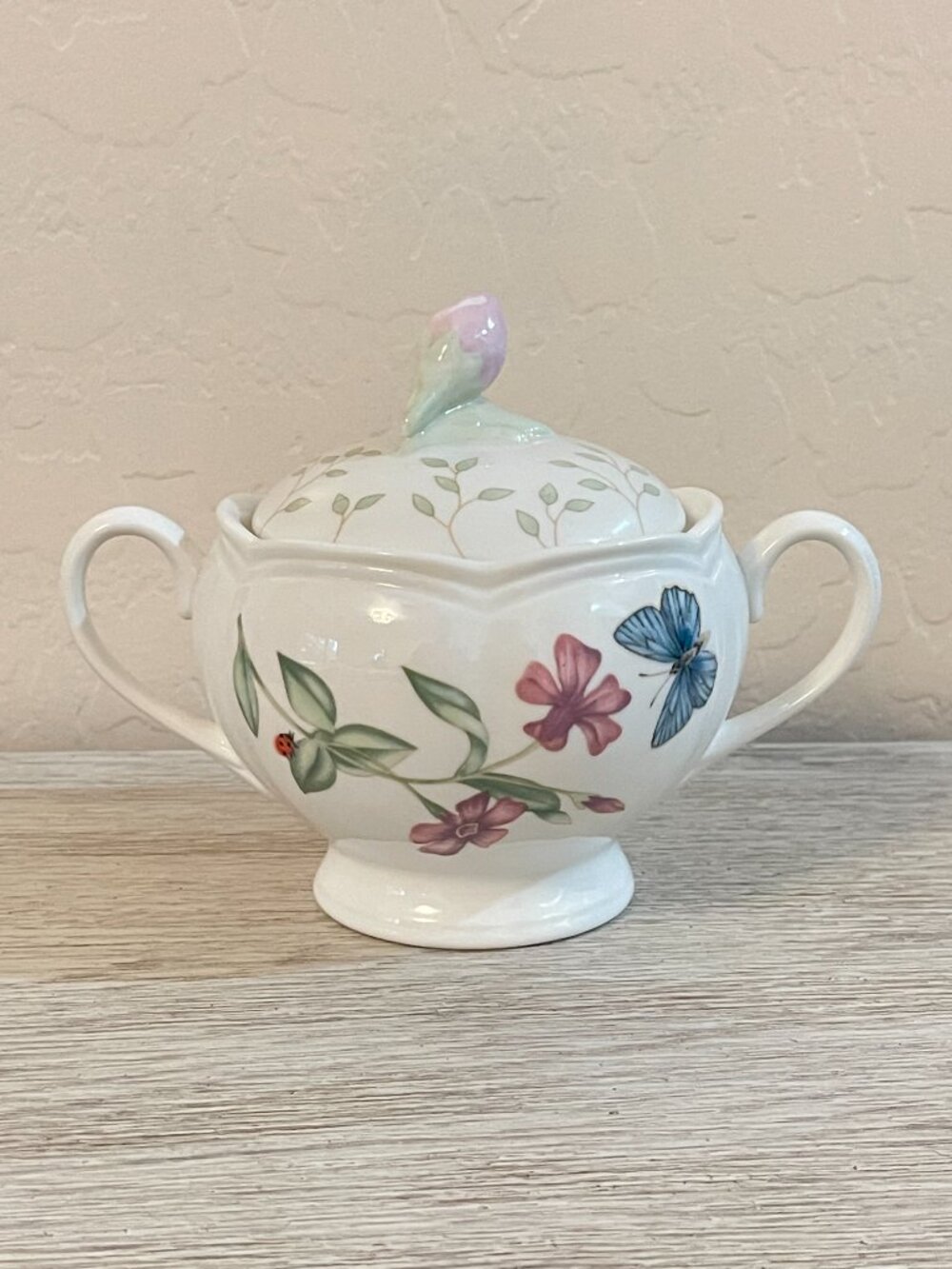 New Lenox Butterfly Meadow Sugar Bowl Dish - Picture 3 of 9